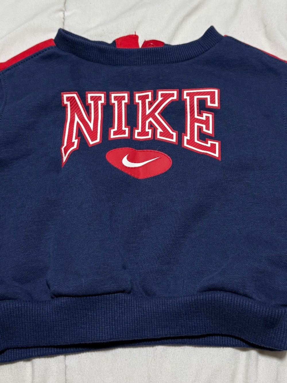Nike Blue/Red Cotton Blend Pullover Crewneck Logo Sweater 12M Snap